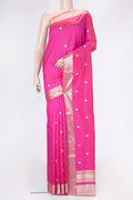 Pink Dual Tone Banarasi Silk Saree with Zari Butta on the body and Zari Border.  displayed on a mannequin