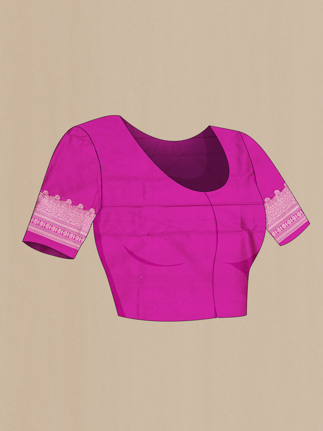 Close up image of the blouse of Pink Dual Tone Banarasi Silk Saree with Zari Brocade on the body and Zari Border