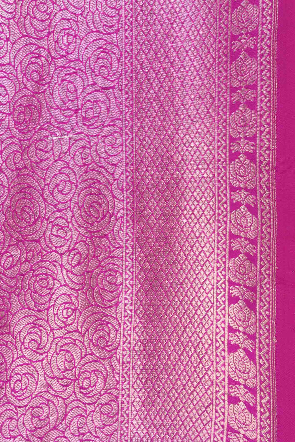 Border image of Pink Dual Tone Banarasi Silk Saree with Zari Brocade on the body and Zari Border