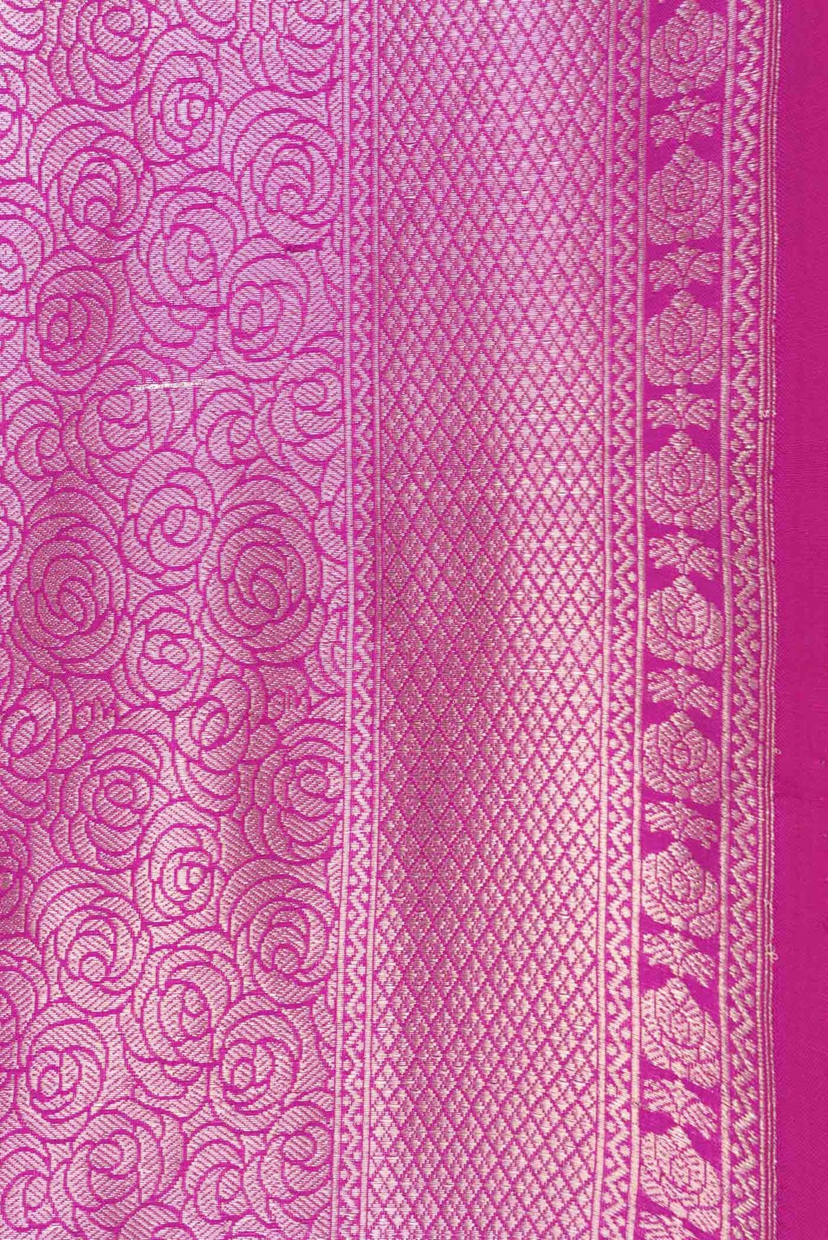 Border image of Pink Dual Tone Banarasi Silk Saree with Zari Brocade on the body and Zari Border