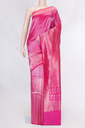 Pink Dual Tone Banarasi Silk Saree with Zari Brocade on the body and Zari Border displayed on a mannequin