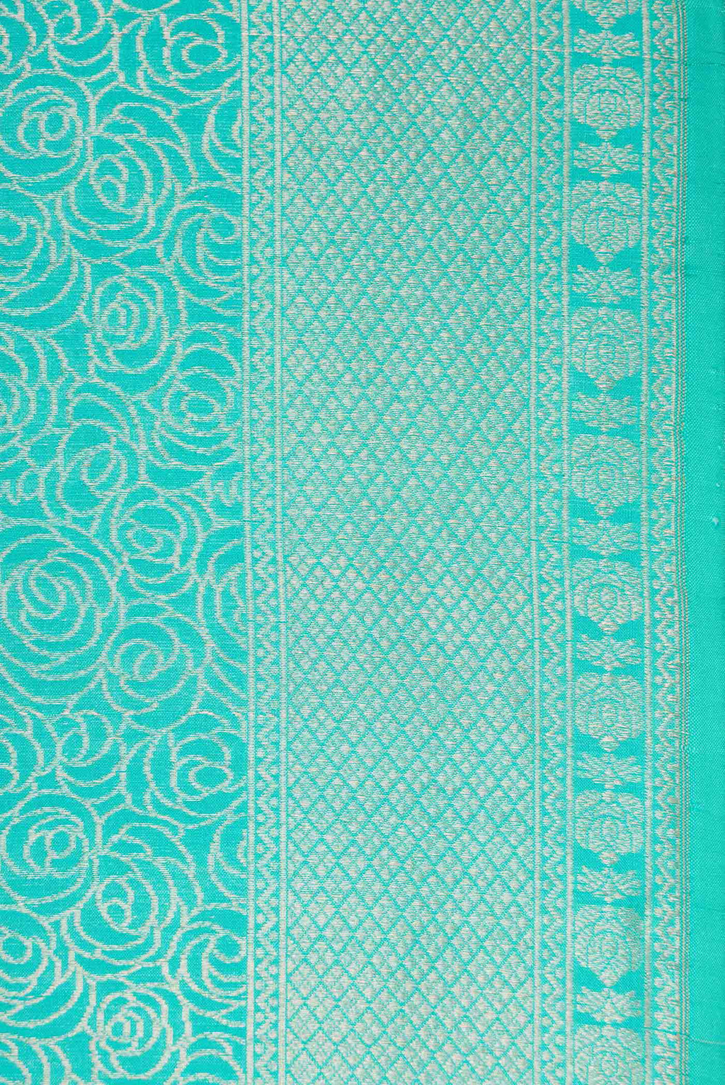 Border image of Sky Blue Dual Tone Banarasi Silk Saree with Zari Brocade on the body and Zari Border