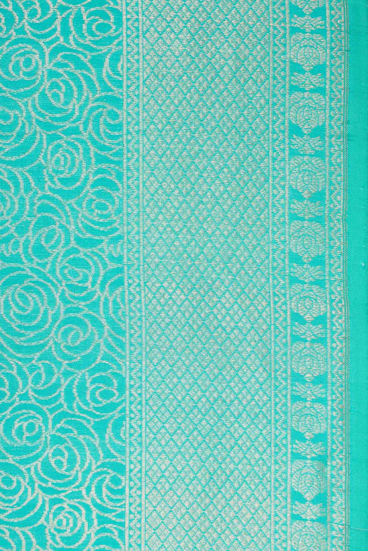 Border image of Sky Blue Dual Tone Banarasi Silk Saree with Zari Brocade on the body and Zari Border