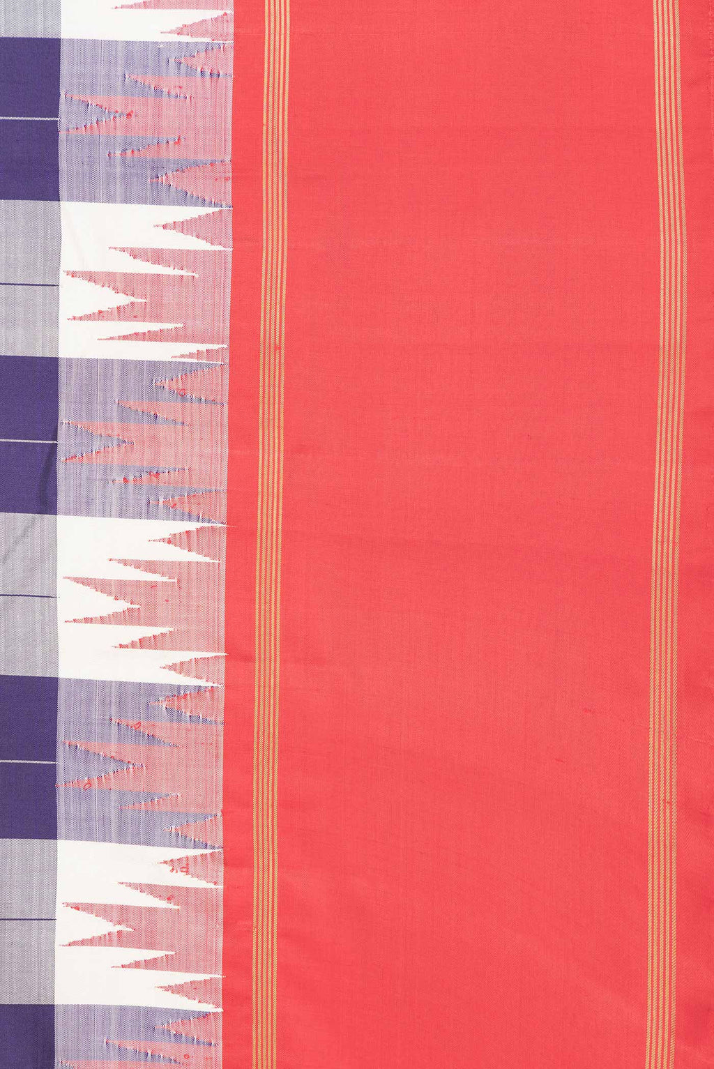 Border image of Grey,Off White and Navy Blue Color Kanchipuram Saree with Checked design on the body and Zari Border
