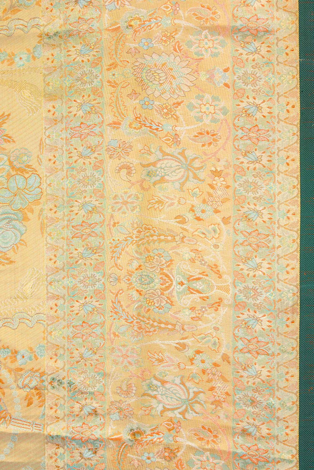Border image of Gold Dual Tone Kanchipuram Tissue Silk Saree with Zari Brocade on the body and Zari Border