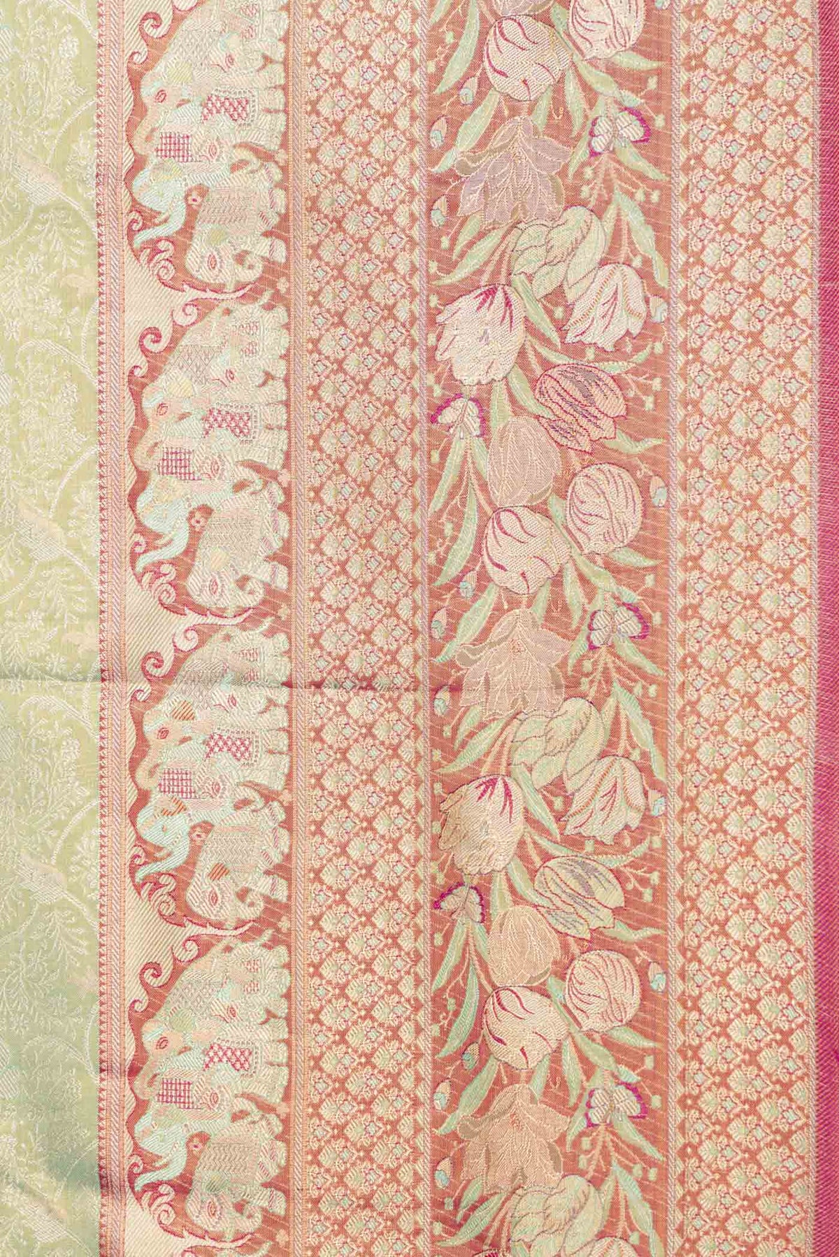 Border image of Pista Green Dual Tone Kanchipuram Saree with Zari Brocade on the body and Zari Border