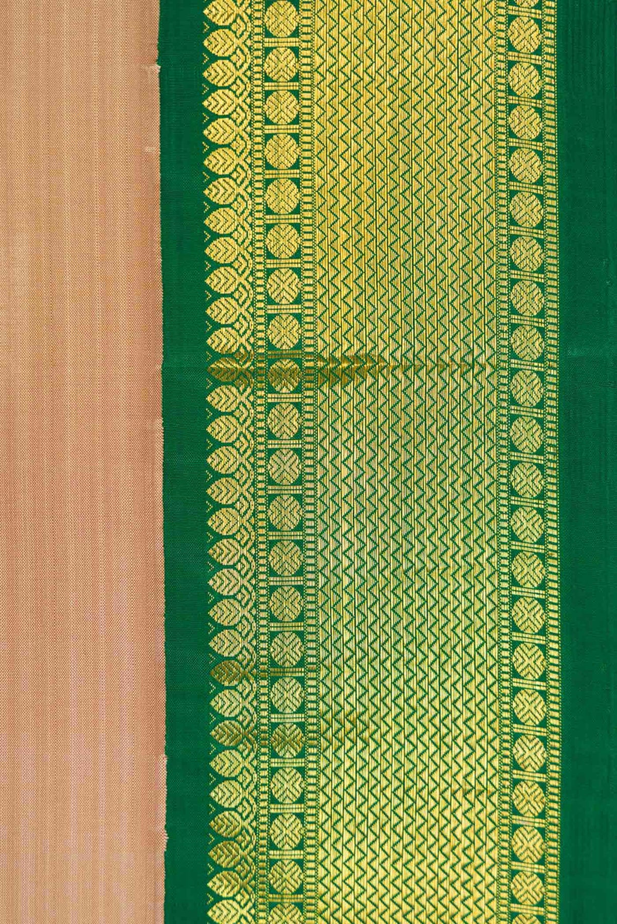 Border image of Dark Beige Dual Tone Kanchipuram Silk Saree with Plain Body and Zari Border