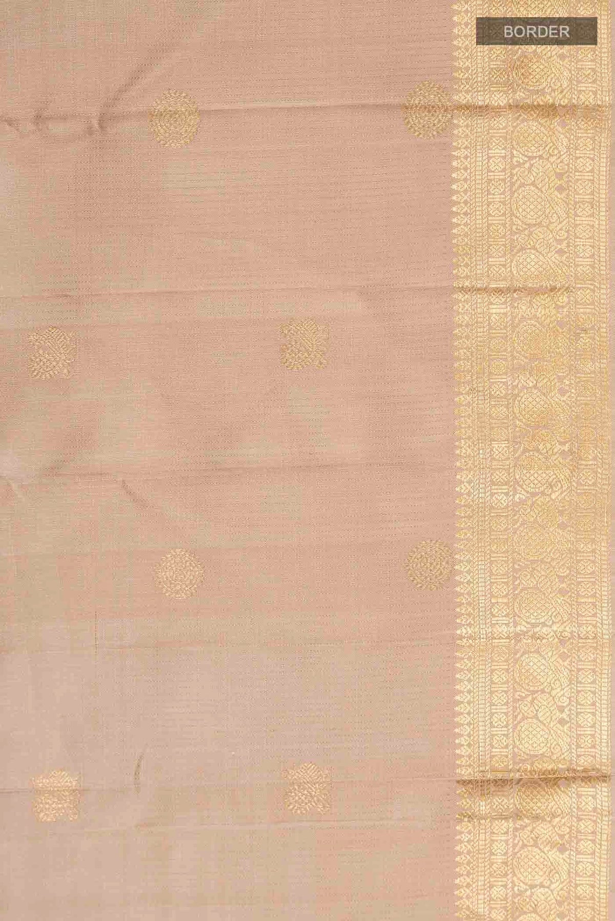 Border image of Beige Kanchipuram Silk Saree with Zari Butta on the body and Zari Border
