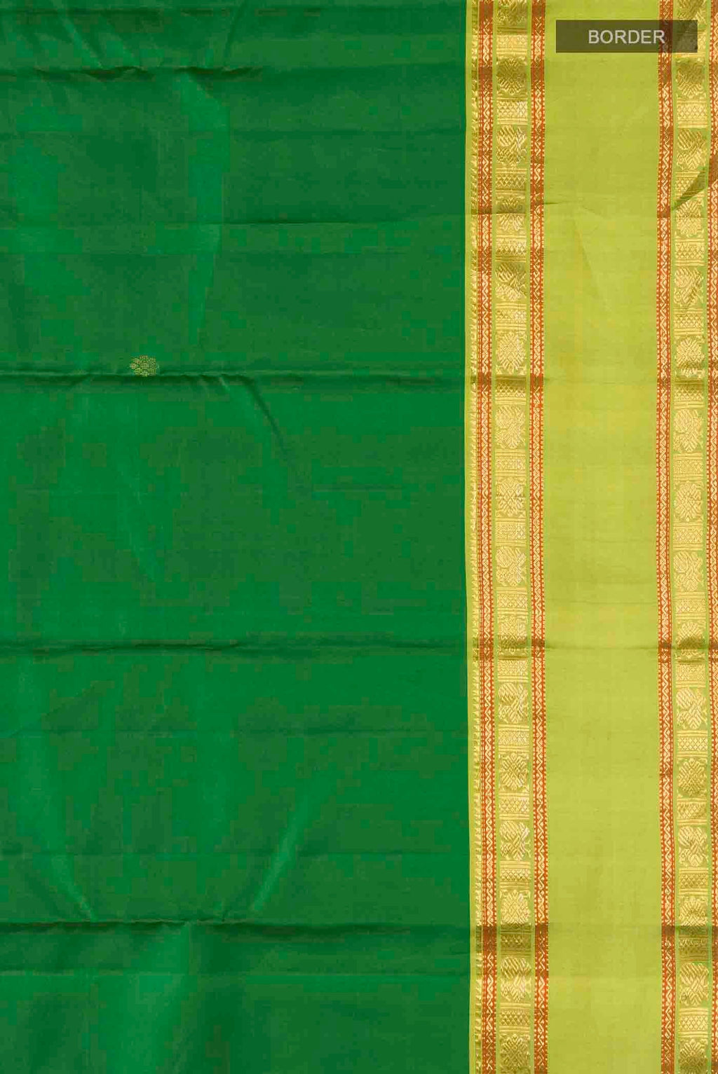 Border image of Green Kanchipuram Silk Saree with Zari Butta on the body and Zari Border