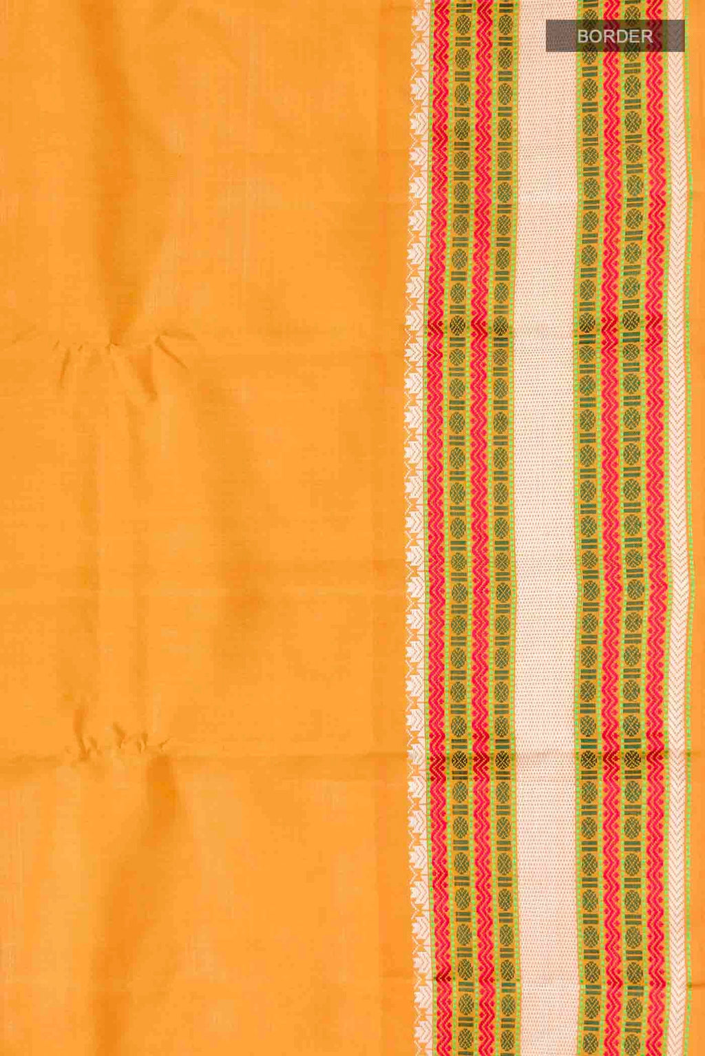 Border image of Mustard Kanchipuram Silk Saree with Plain Body and Thread Border