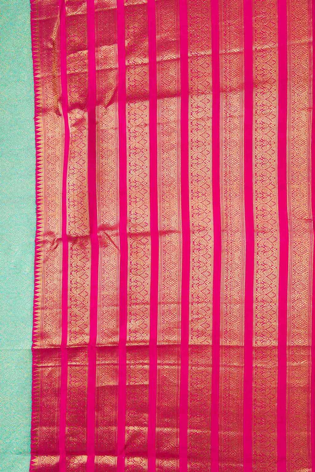 Border image of Pure Silk Pure Zari Sea Green Dual Tone Kanchipuram Saree with Zari Brocade on the body and Zari Border