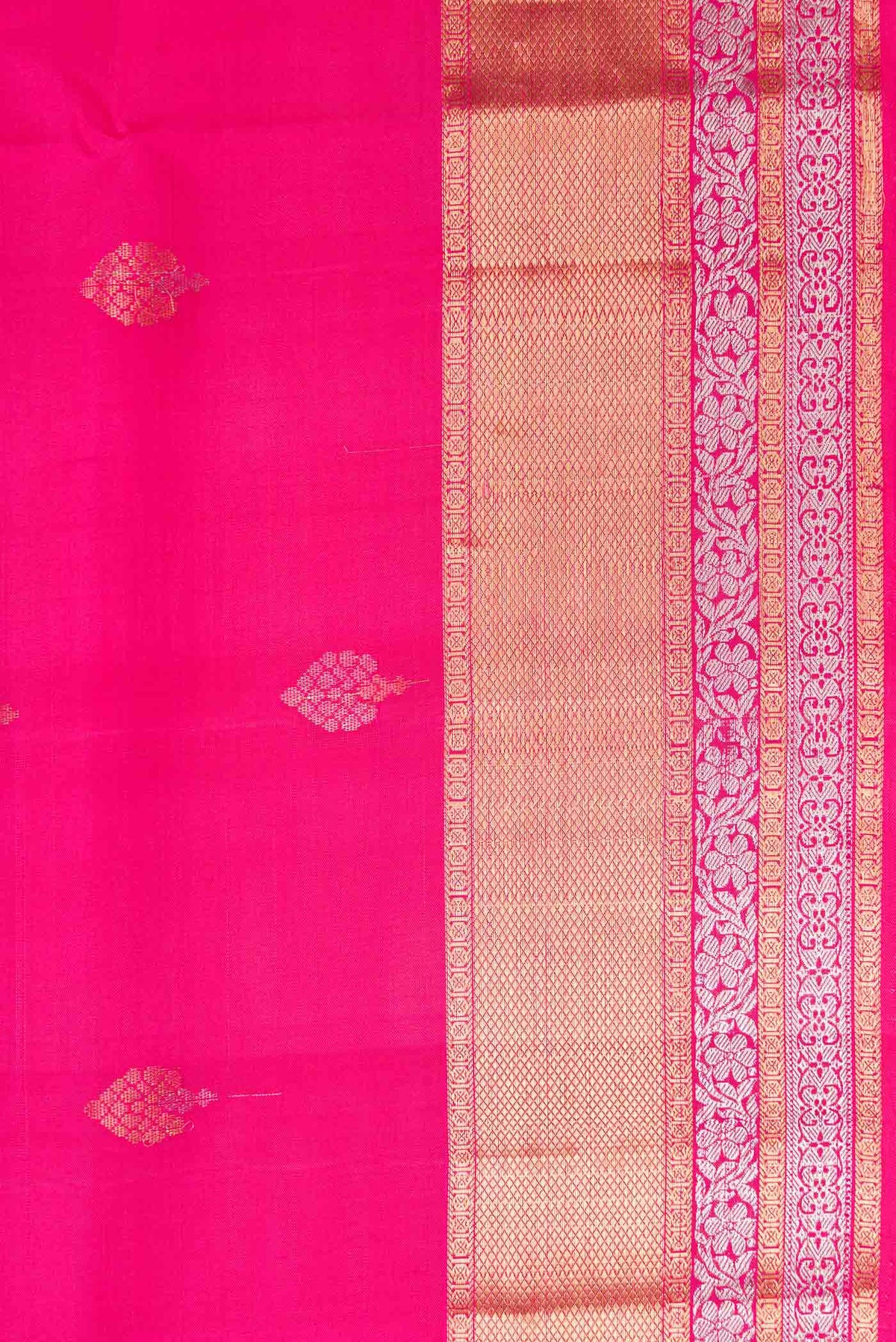 Border image of Pink Dual Tone Soft Silk Saree with Zari Butta on the body and Zari Border. 