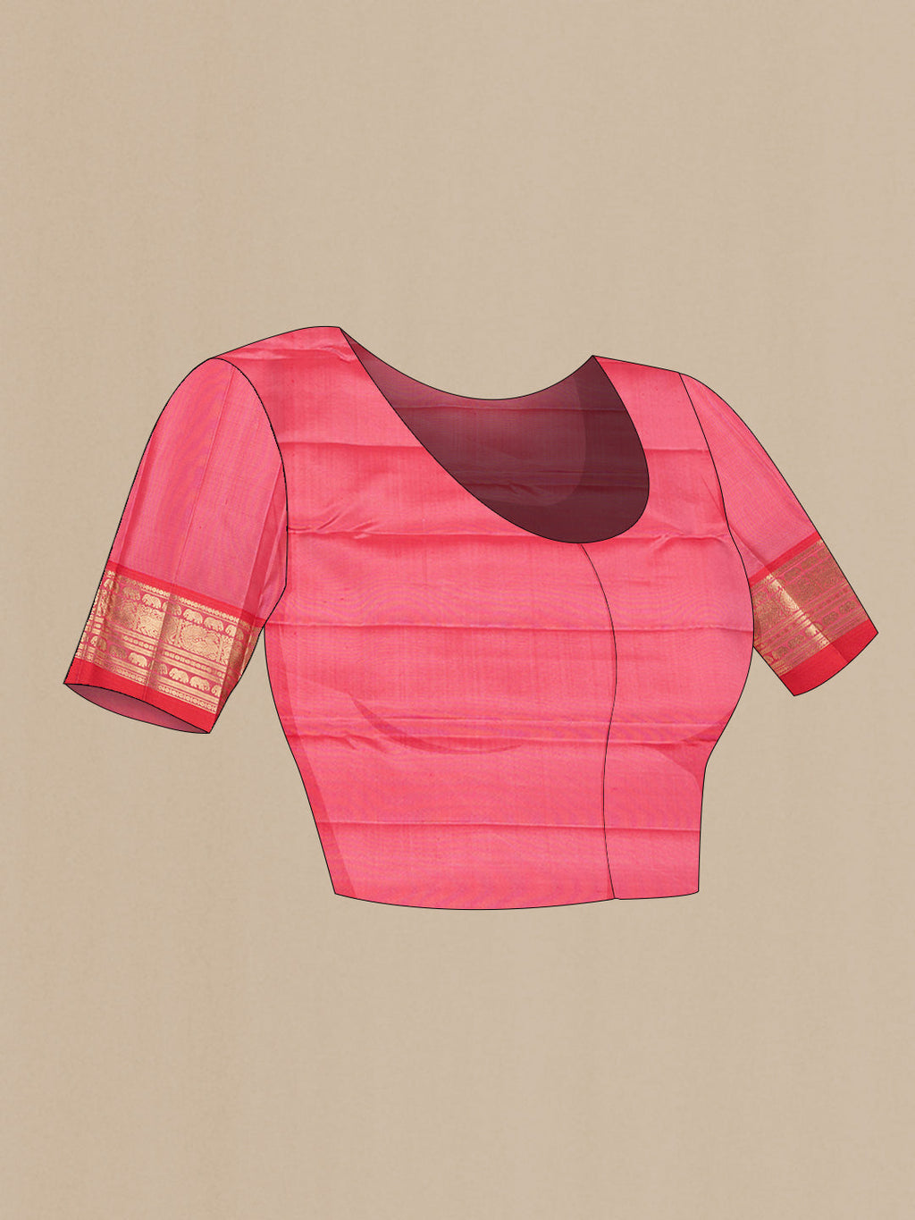 Close up image of the blouse of Pista Green Dual Tone Kanchipuram Saree with Zari Brocade on the body and Zari Border