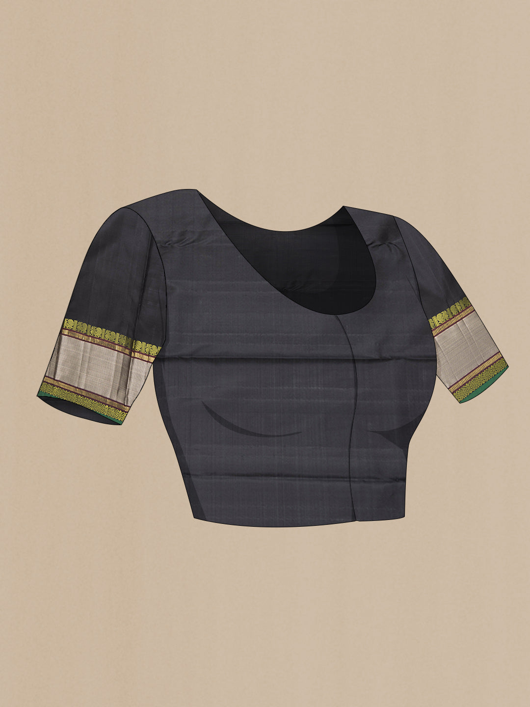 Close up image of the blouse of Pink Dual Tone Kanchipuram Silk Saree with Zari Brocade on the body and Zari Border