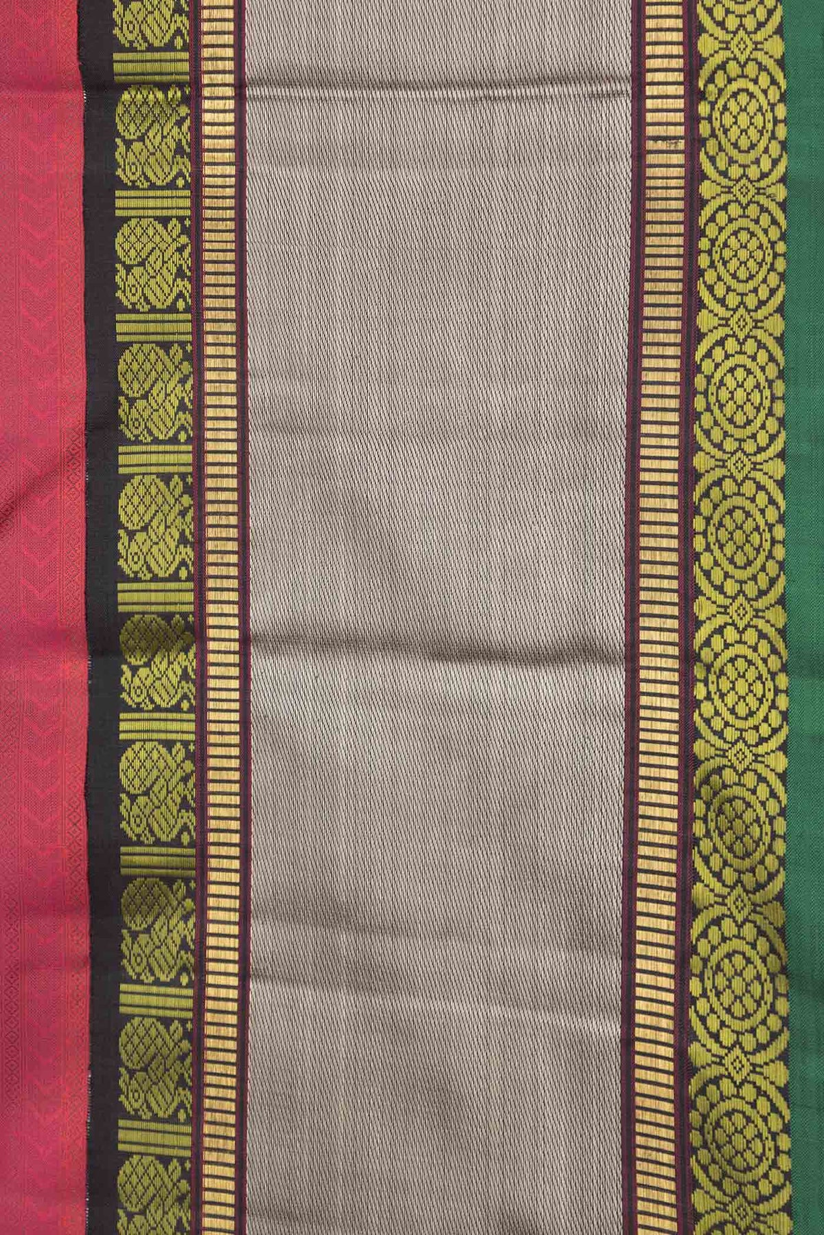 Border image of Pink Dual Tone Kanchipuram Silk Saree with Zari Brocade on the body and Zari Border