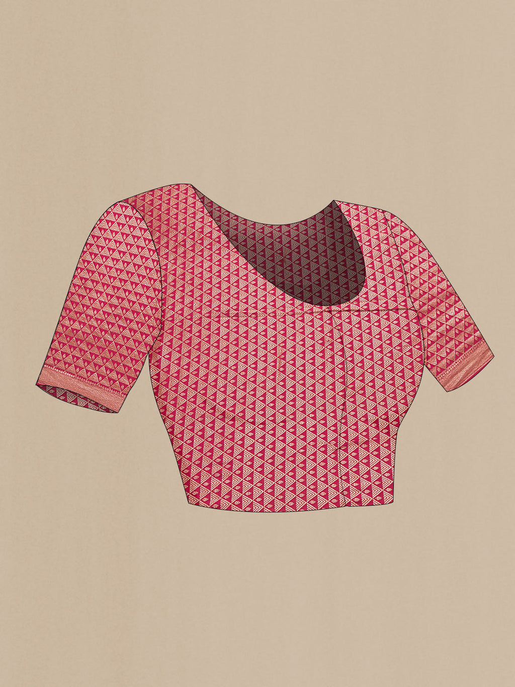 Close up image of the blouse of Pink Dual Tone Banarasi Georgette Saree with Zari Brocade on the body and Zari Border. 