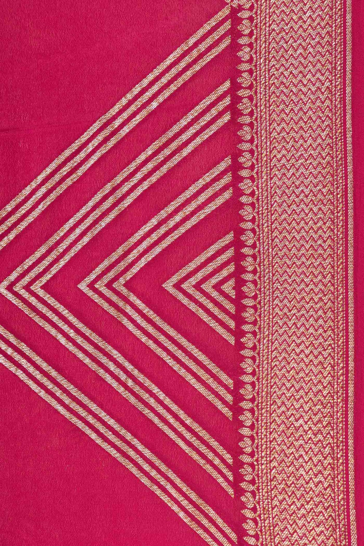 Border image of Pink Dual Tone Banarasi Georgette Saree with Zari Brocade on the body and Zari Border. 