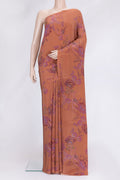Brown Dual Tone Mysore Crepe Saree with Printed design on the body and Without Border.  displayed on a mannequin