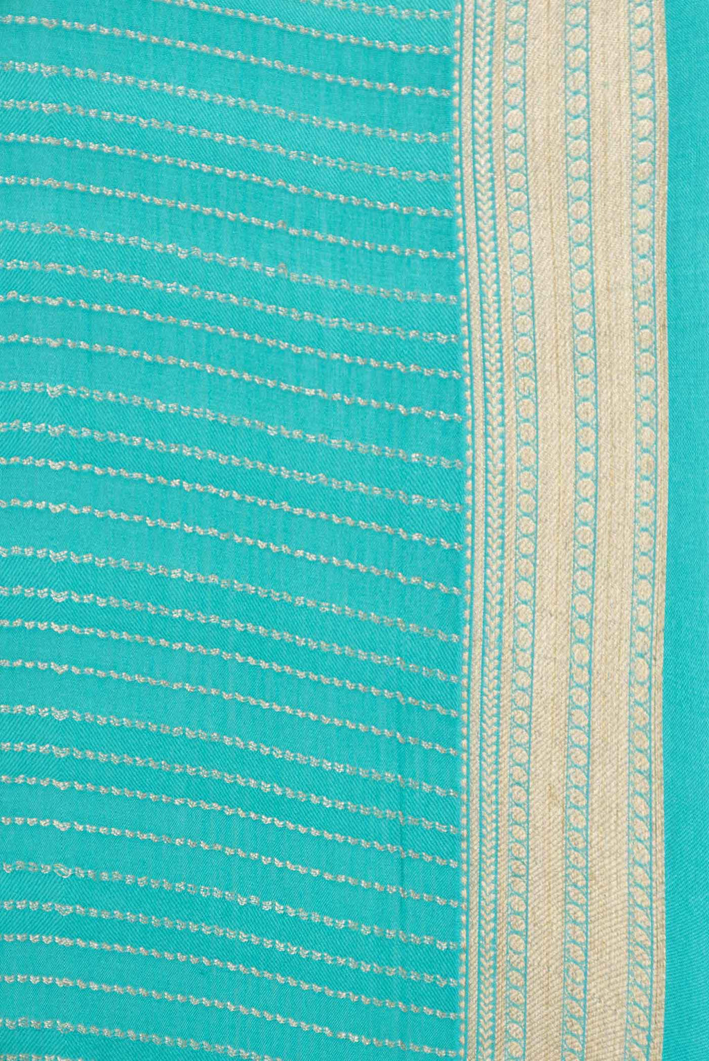 Border image of Sky Blue Mysore Crepe Saree with Stripes on the body and Zari Border