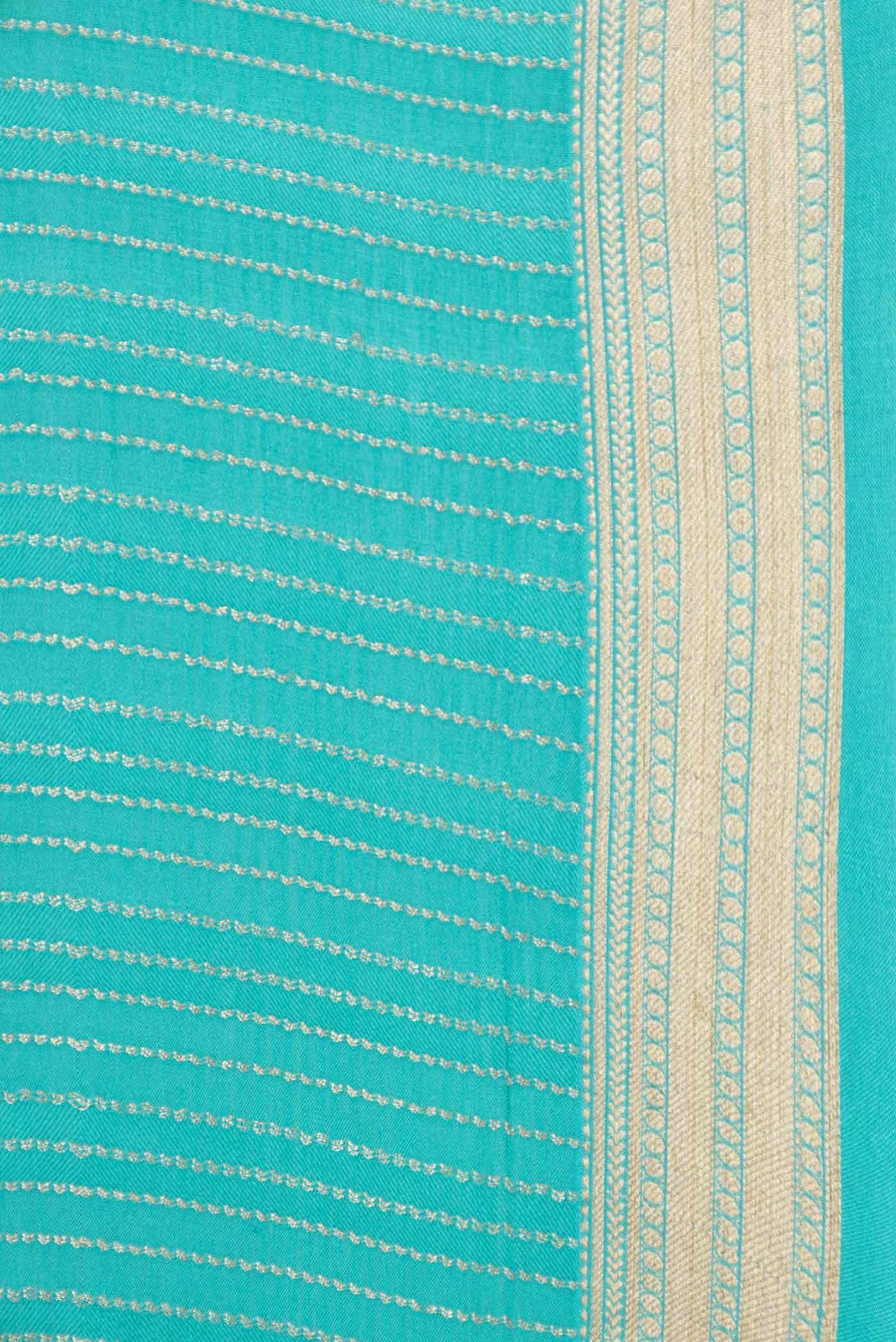 Border image of Sky Blue Mysore Crepe Saree with Stripes on the body and Zari Border