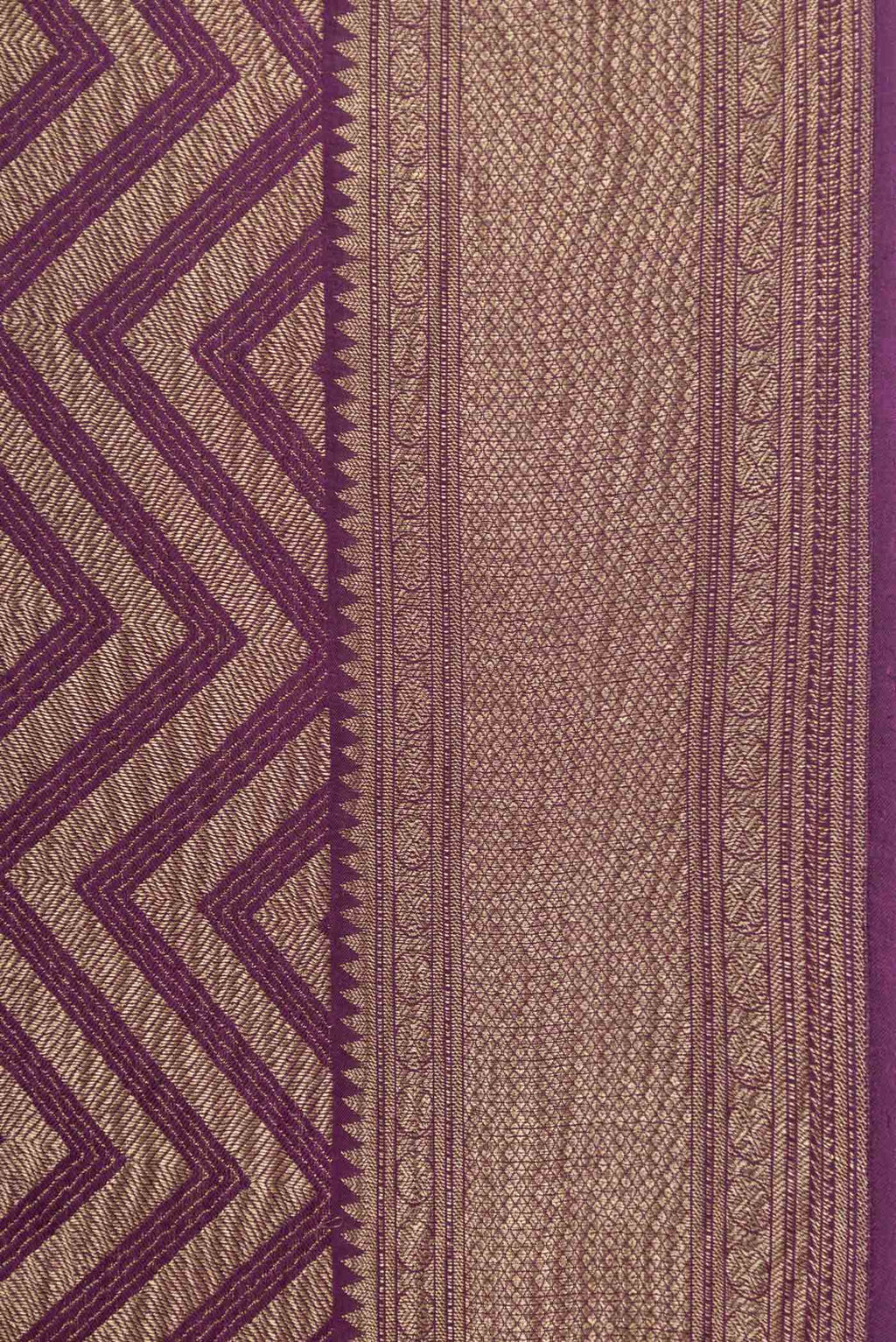 Border image of Purple Mysore Crepe Saree with Zari Brocade on the body and Zari Border
