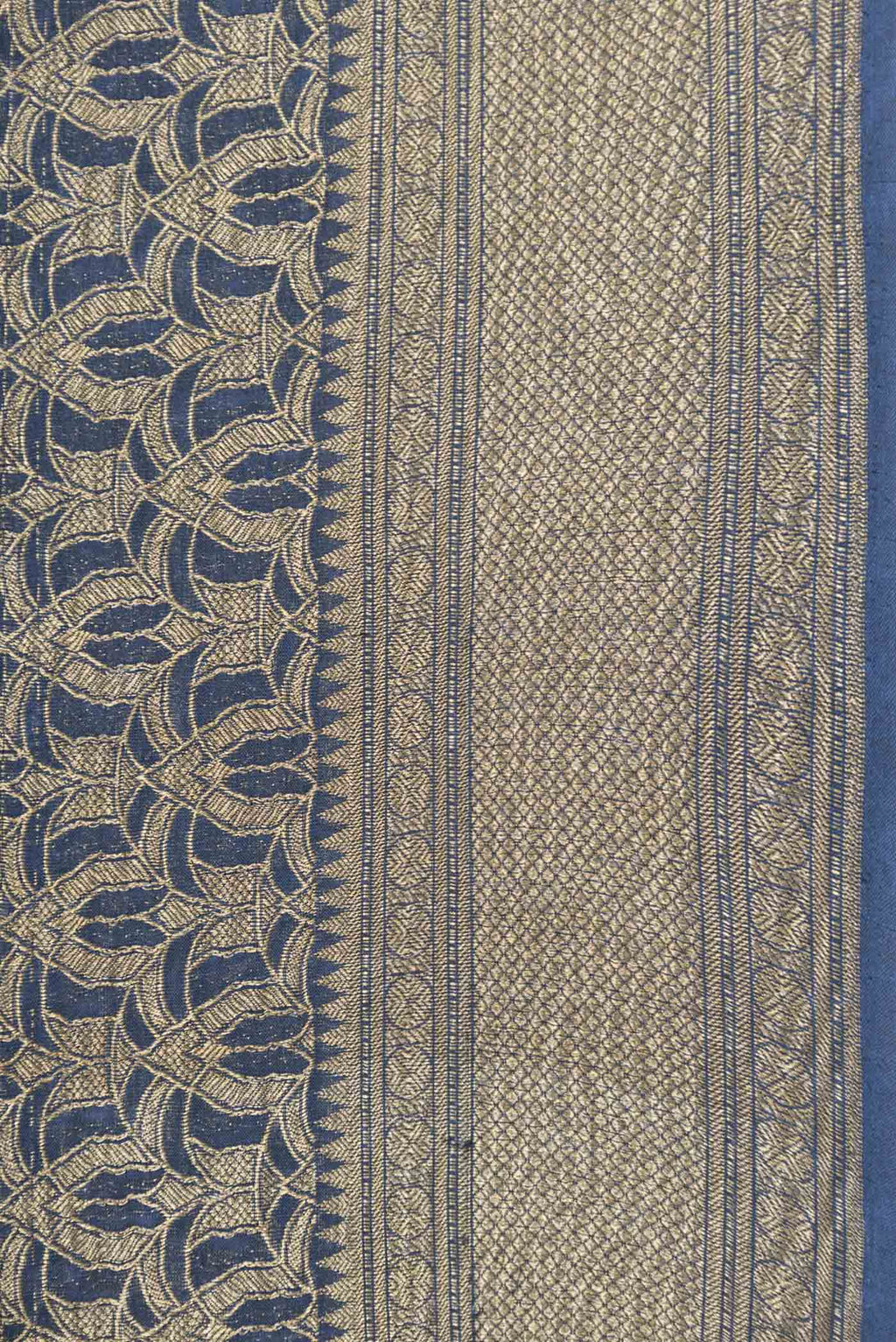 Border image of Navy Blue Dual Tone Mysore Georgette Saree with Zari Brocade on the body and Zari Border