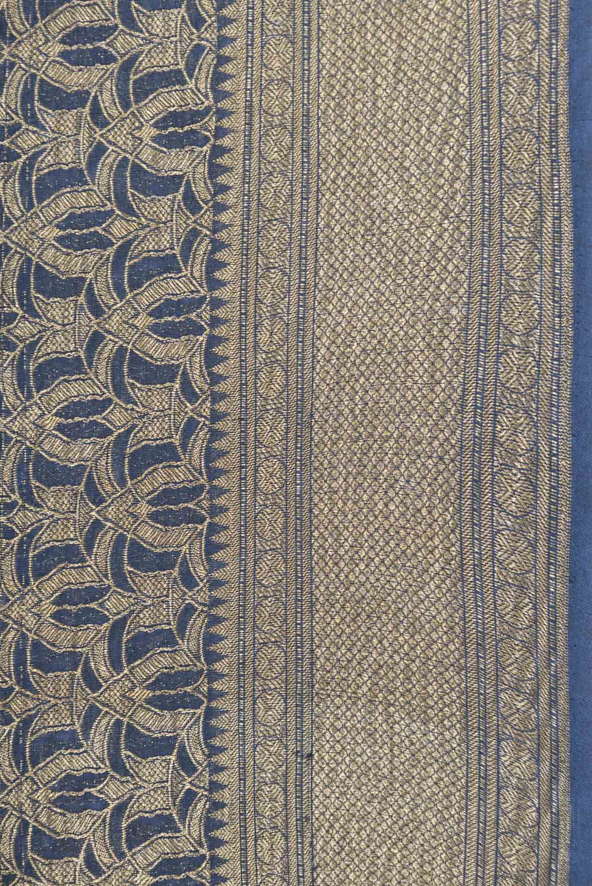 Border image of Navy Blue Dual Tone Mysore Georgette Saree with Zari Brocade on the body and Zari Border