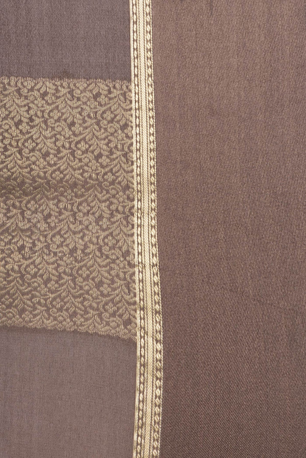 Border image of Brown Dual Tone Mysore Georgette Saree with Zari Brocade on the body and Zari Border. 