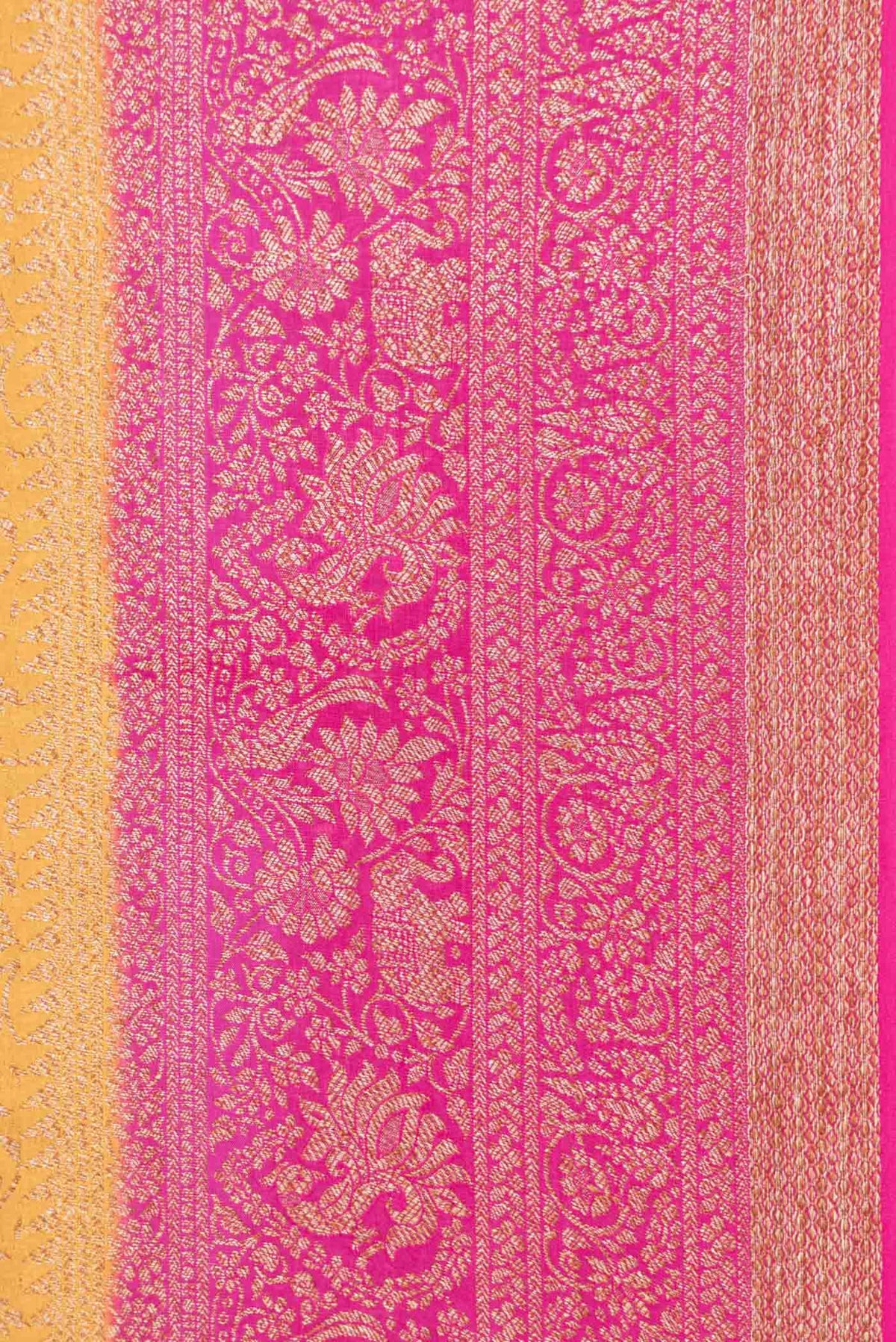 Border image of Mustard Dual Tone Banarasi Silk Saree with Zari Brocade on the body and Zari Border. 