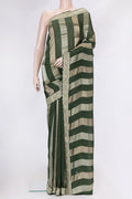 Bottle Green Dual Tone Mysore Georgette Saree with Stripes on the body and Sequin Border.  displayed on a mannequin