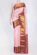 Pink Dual Tone Kanchipuram Saree with Zari Butta on the body and Zari Border displayed on a mannequin