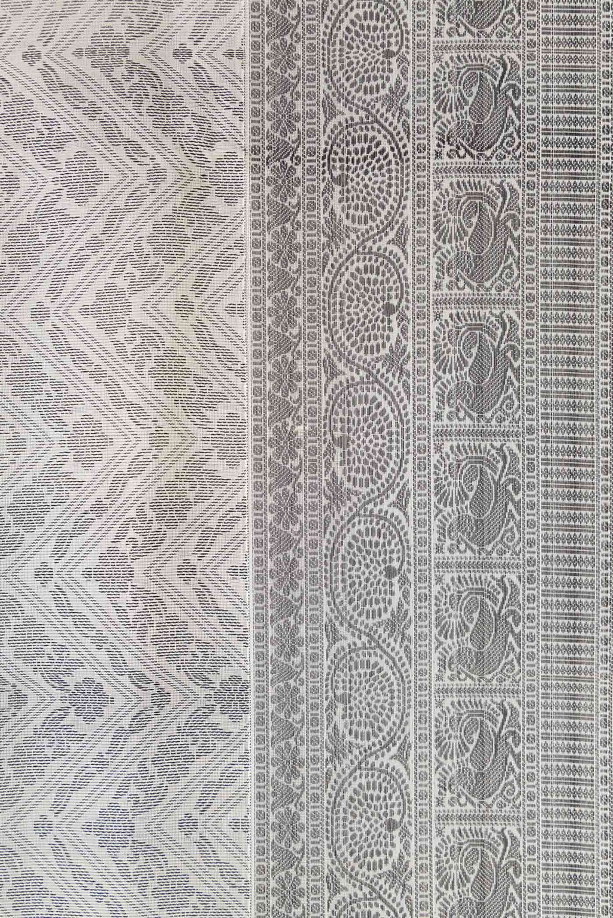 Border image of Off White Dual Tone Soft Silk Saree with Jacquard design on the body and Thread Border. 