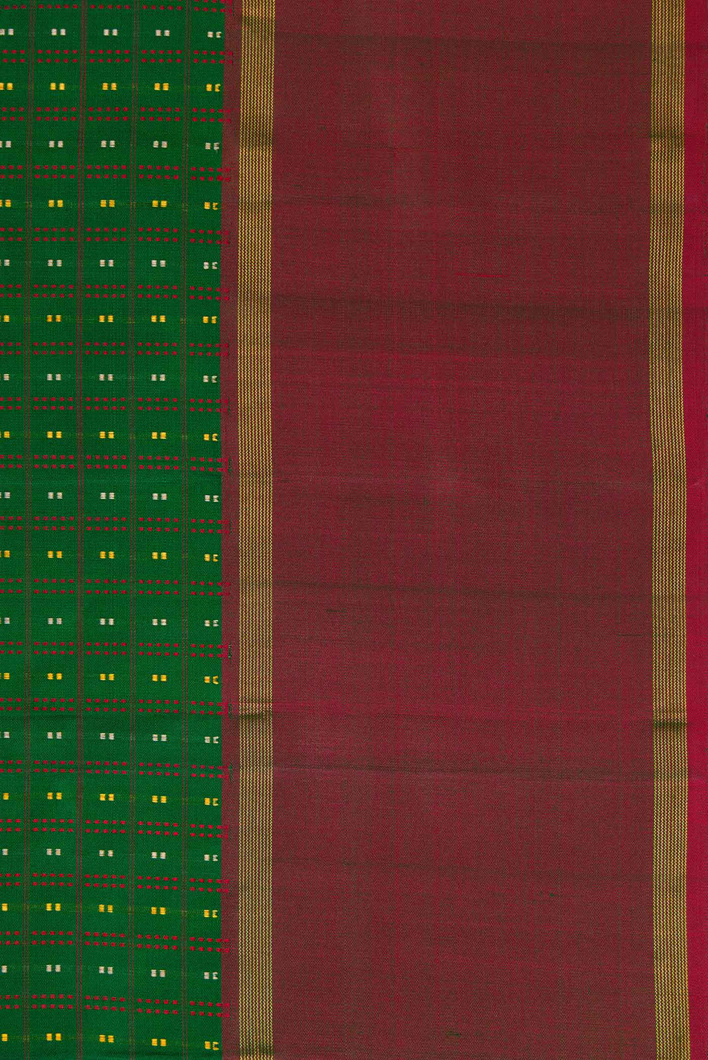 Border image of Bottle Green Dual Tone Kanchipuram Silk Saree with Stripes on the body and Zari Border
