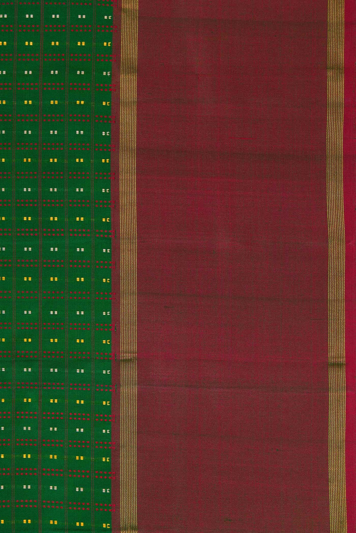 Border image of Bottle Green Dual Tone Kanchipuram Silk Saree with Stripes on the body and Zari Border