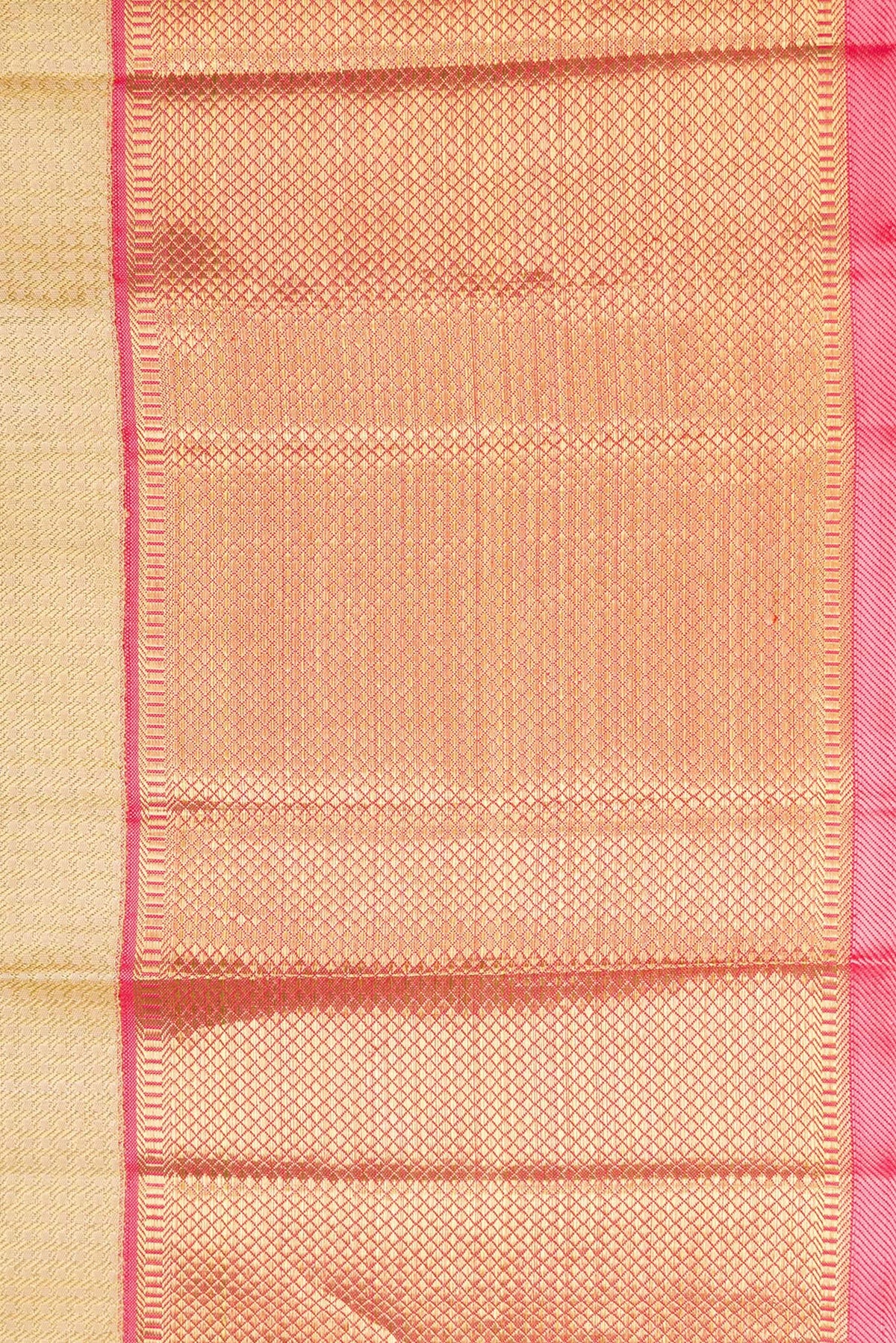 Border image of Pure Silk Pure Zari Gold Dual Tone Kanjivaram Saree with Zari Brocade on the body and Zari Border. 