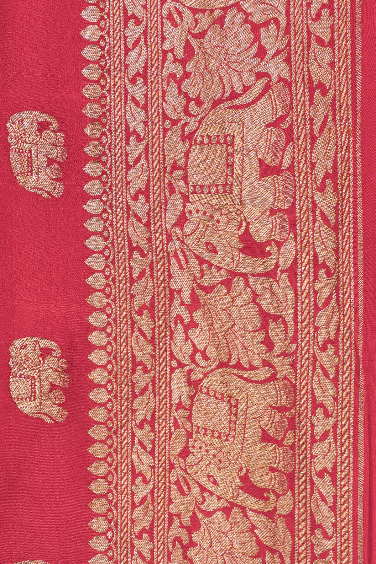 Border image of Red Dual Tone Banarasi Georgette Saree with Zari Butta on the body and Zari Border. 