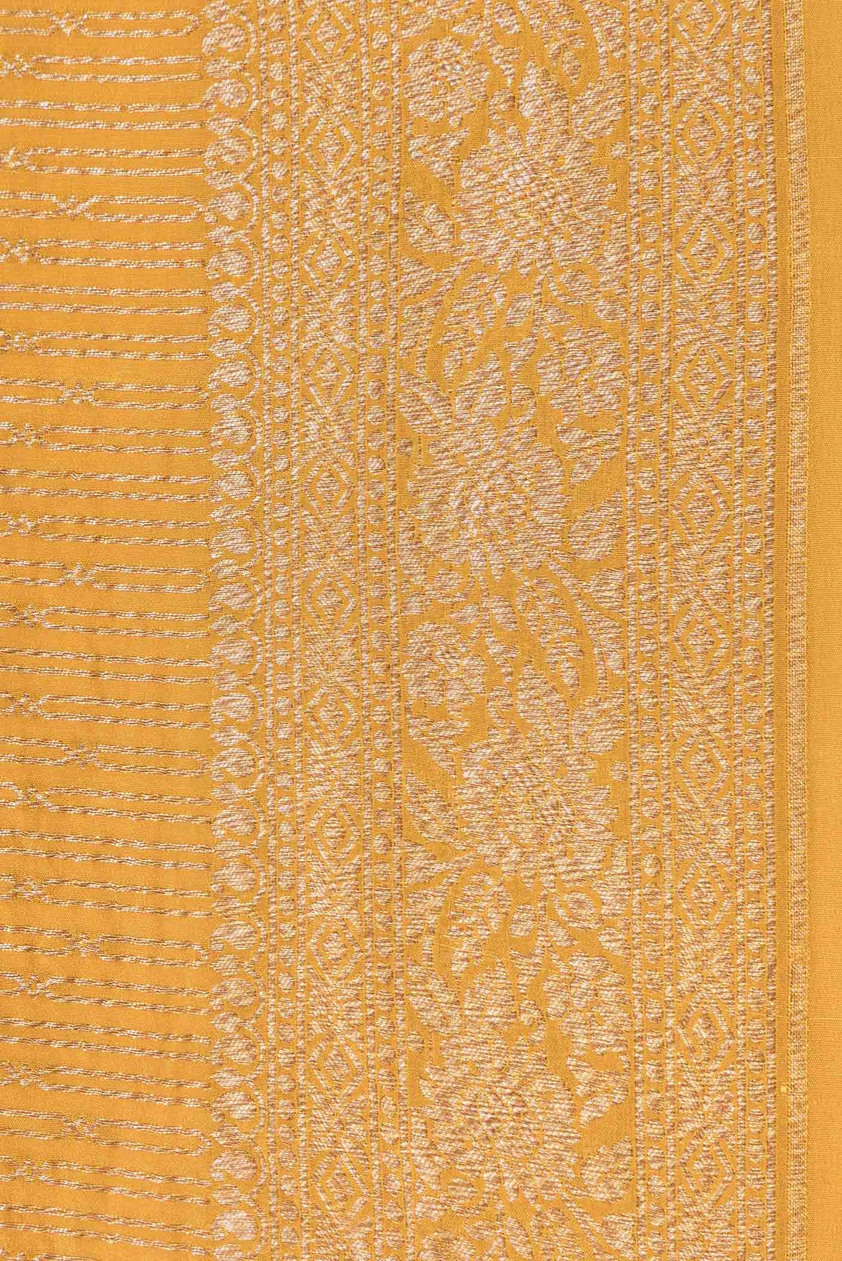 Border image of Mustard Dual Tone Banarasi Georgette Saree with Zari Brocade on the body and Zari Border. 