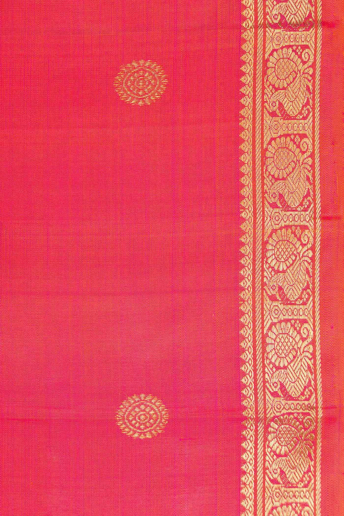 Border image of Coral Dual Tone Kanchipuram Silk Saree with Zari Butta on the body and Zari Border. 