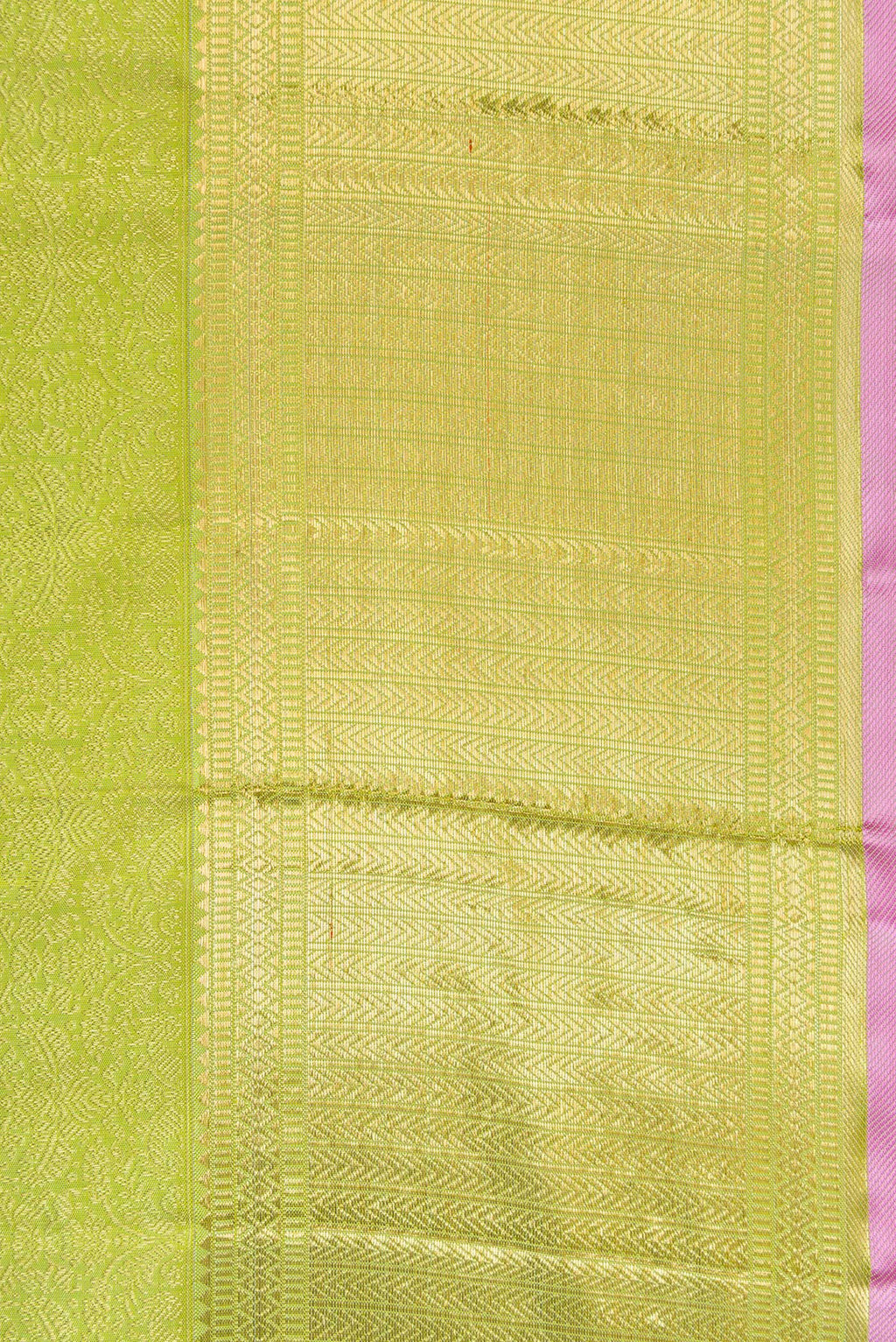 Border image of Pure Silk Pure Zari Light Green Dual Tone Kanjivaram Saree with Zari Brocade on the body and Zari Border. 