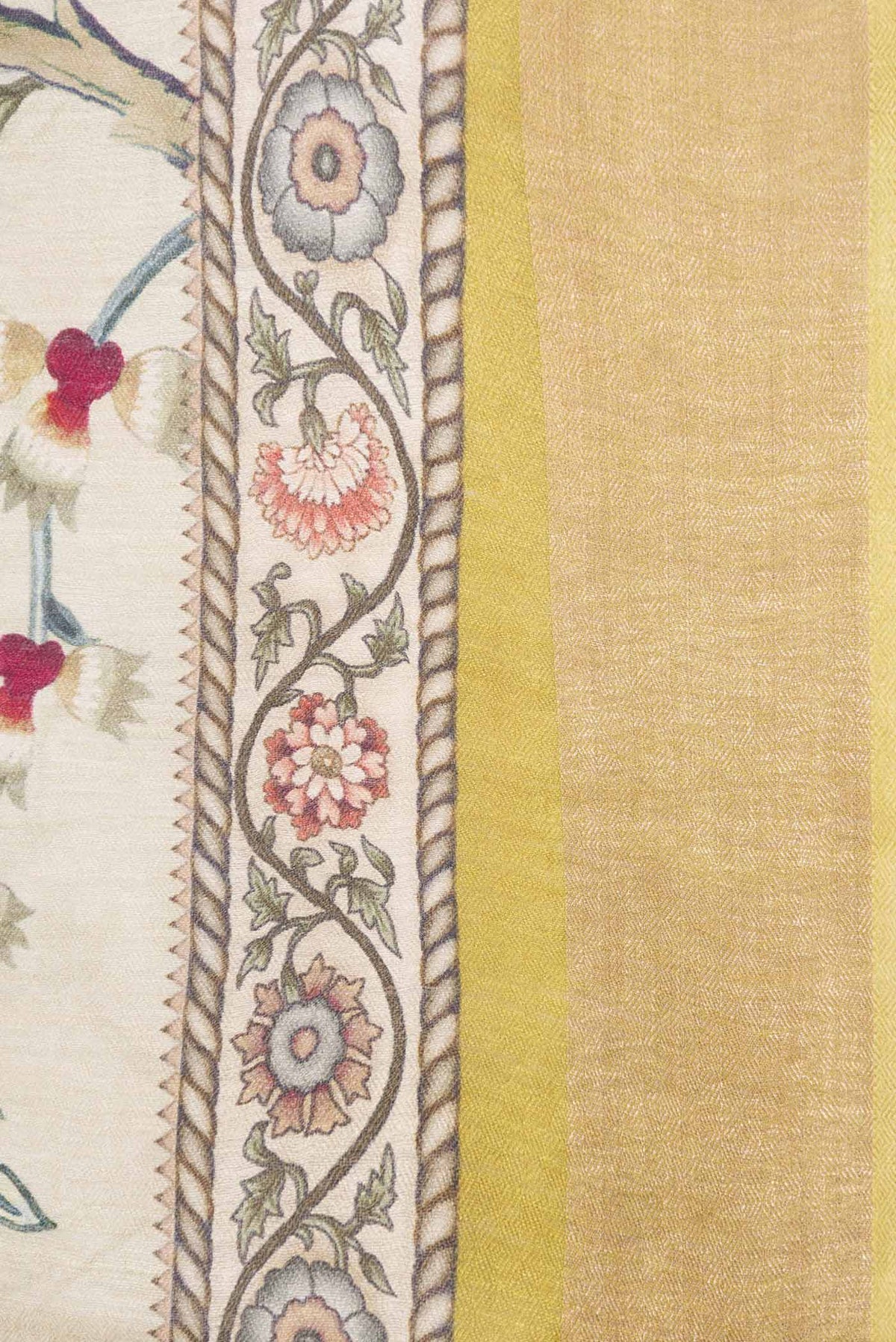 Border image of Beige Dual Tone Tussar Saree with Printed design on the body and Zari Border