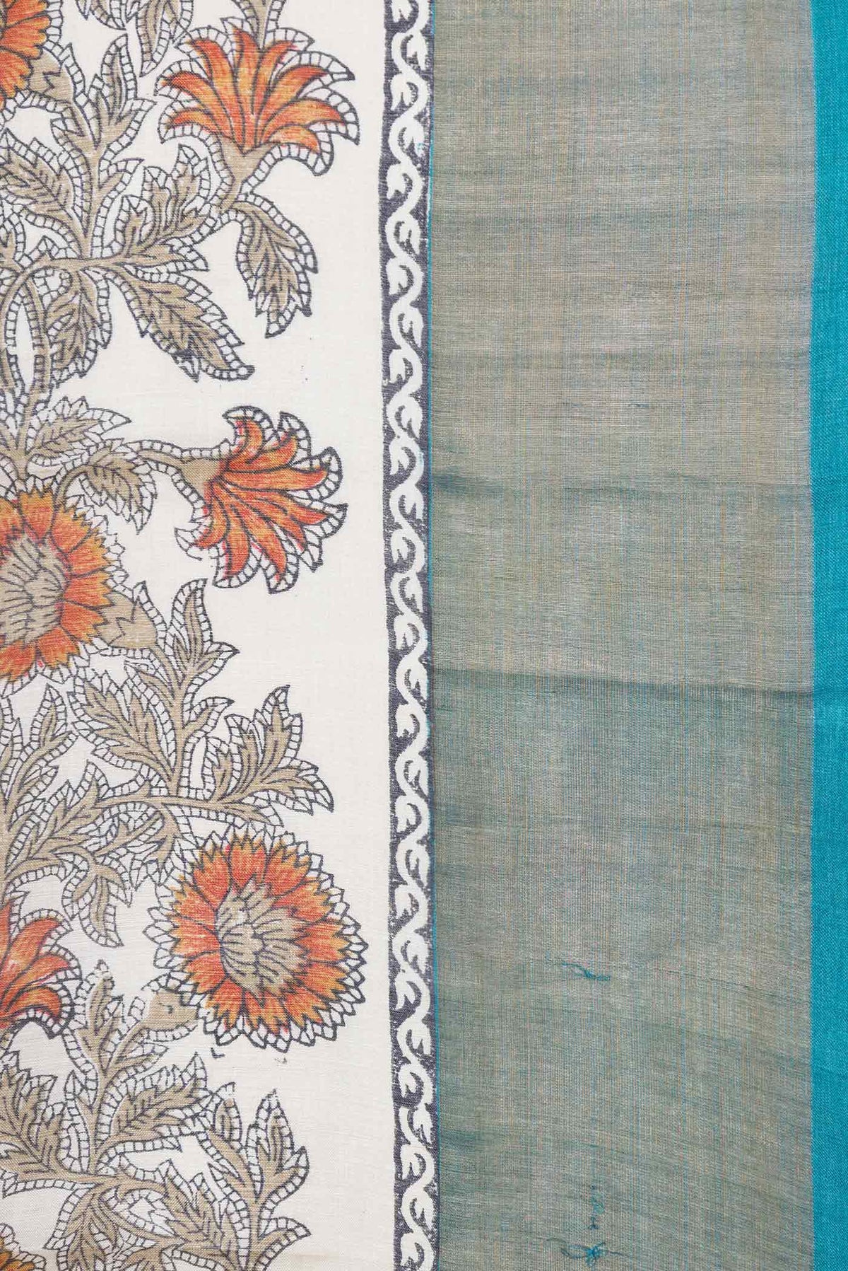 Border image of Beige Dual Tone Tussar Saree with Stripes on the body and Fancy Border