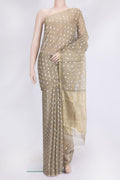 Mehandi Green Dual Tone Tussar Silk Saree with Zari Butta on the body and Thin Zari Line.  displayed on a mannequin