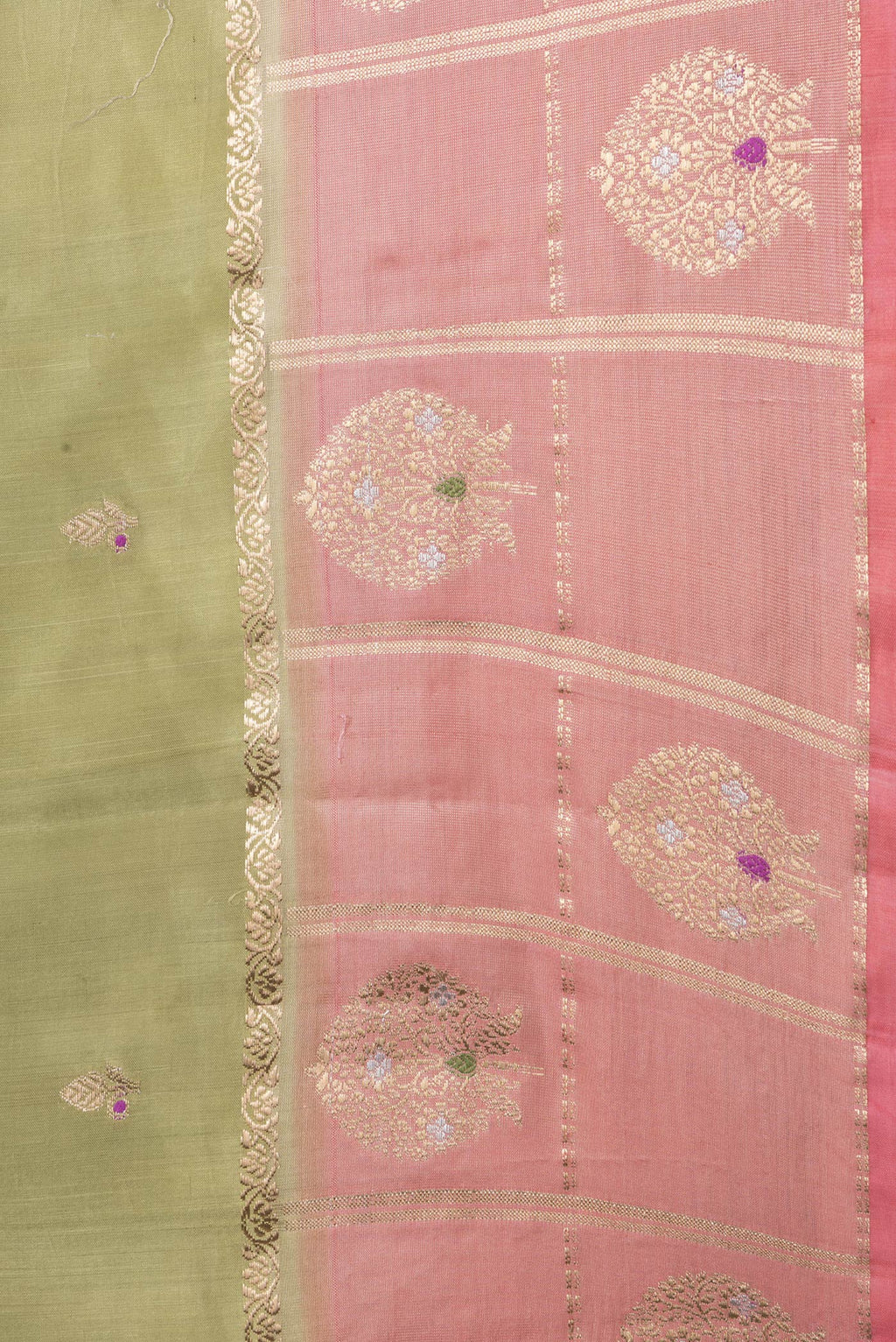 Border image of Mehandi Green Dual Tone Tussar Silk Saree with Zari Butta on the body and Fancy Border. 