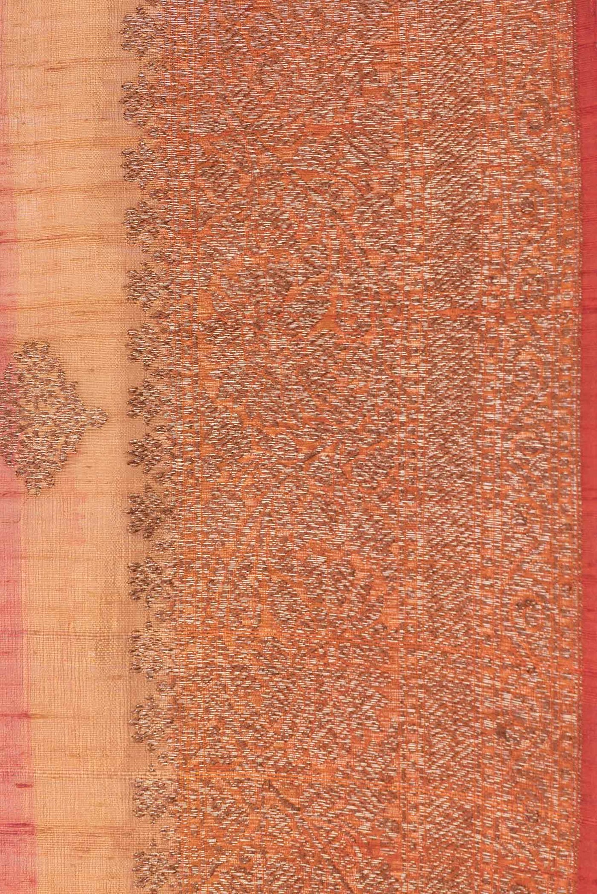 Border image of Beige Dual Tone Tussar Saree with Zari Butta on the body and Zari Border. 