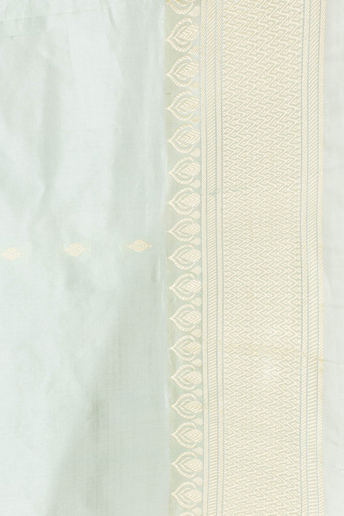 Border image of Pista Green Dual Tone Banarasi Silk Saree with Thread Butta on the body and Thread Border. 