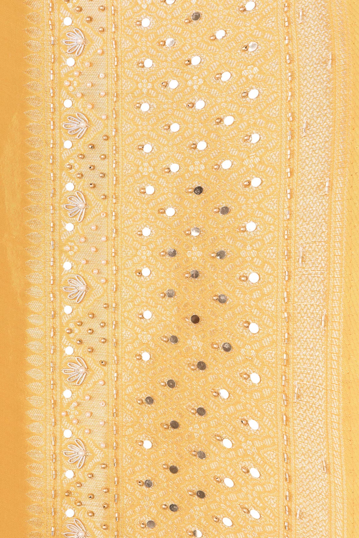 Border image of Yellow Dual Tone Mysore Georgette Saree with Embroidery on the body and Embroidery Border. 