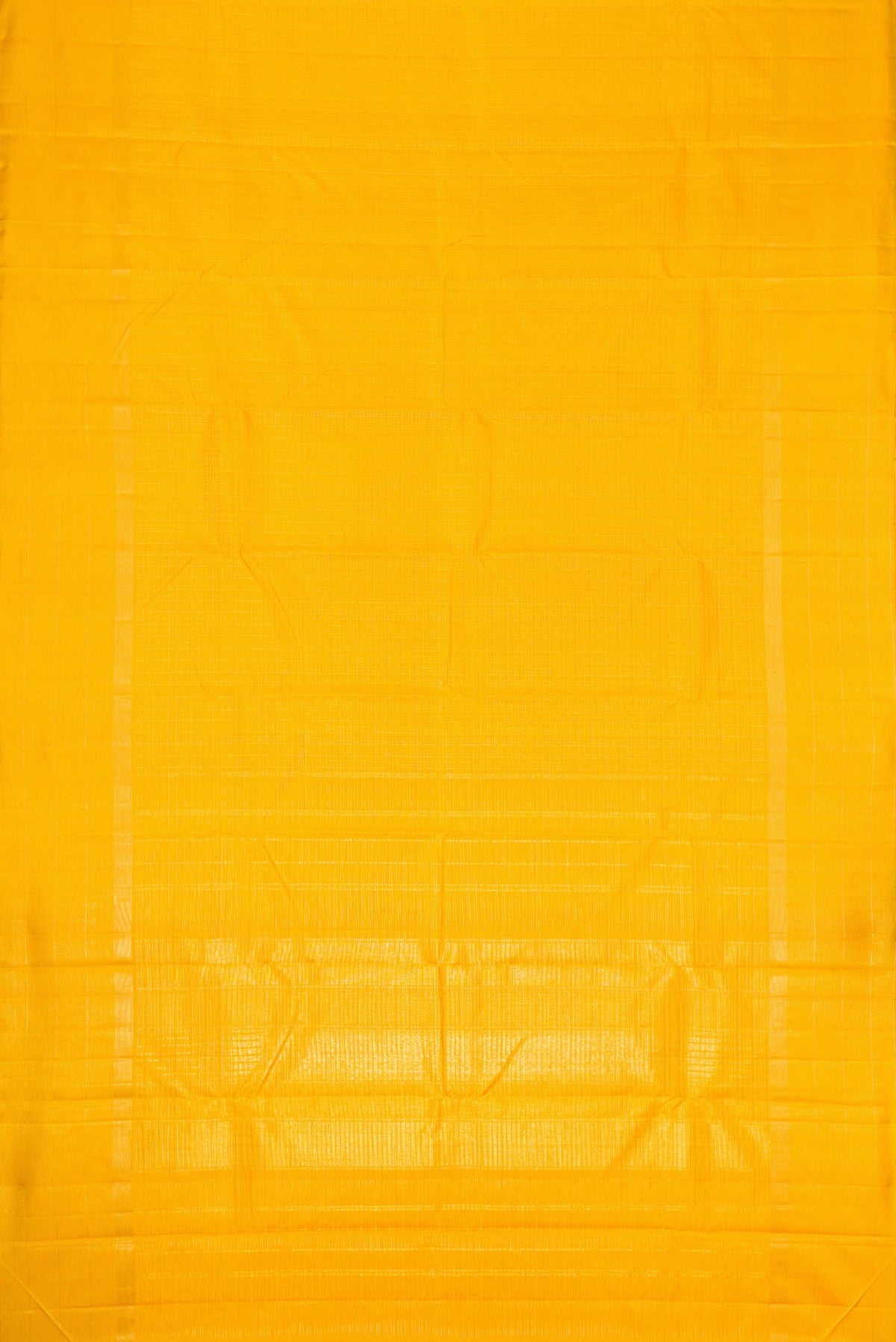 Flat view of Yellow Dual Tone Kanchipuram Silk Saree with Checked design on the body and Zari Border. 
