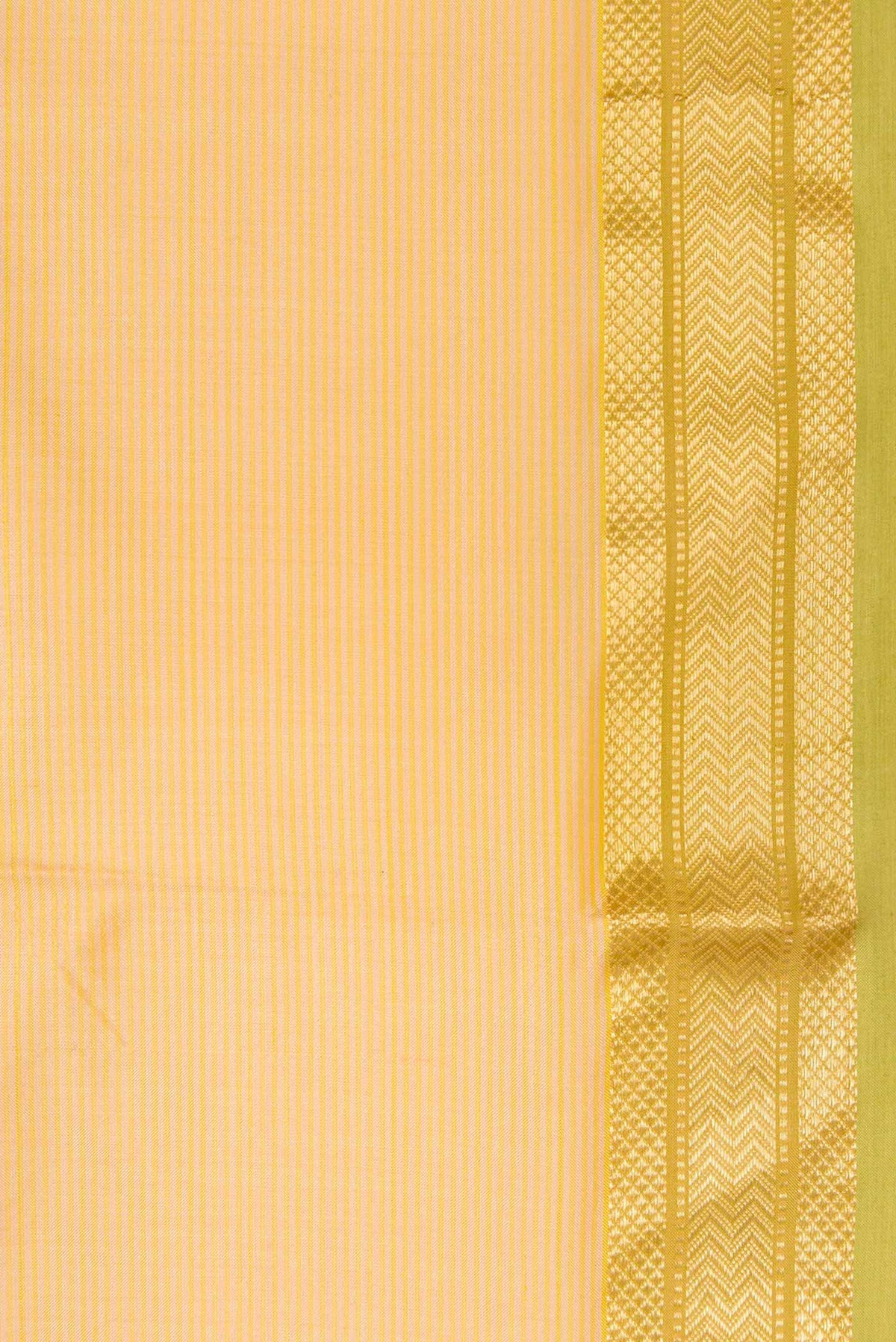 Border image of Sandal Dual Tone Maheshwari Silk Saree with Stripes on the body and Zari Border. 