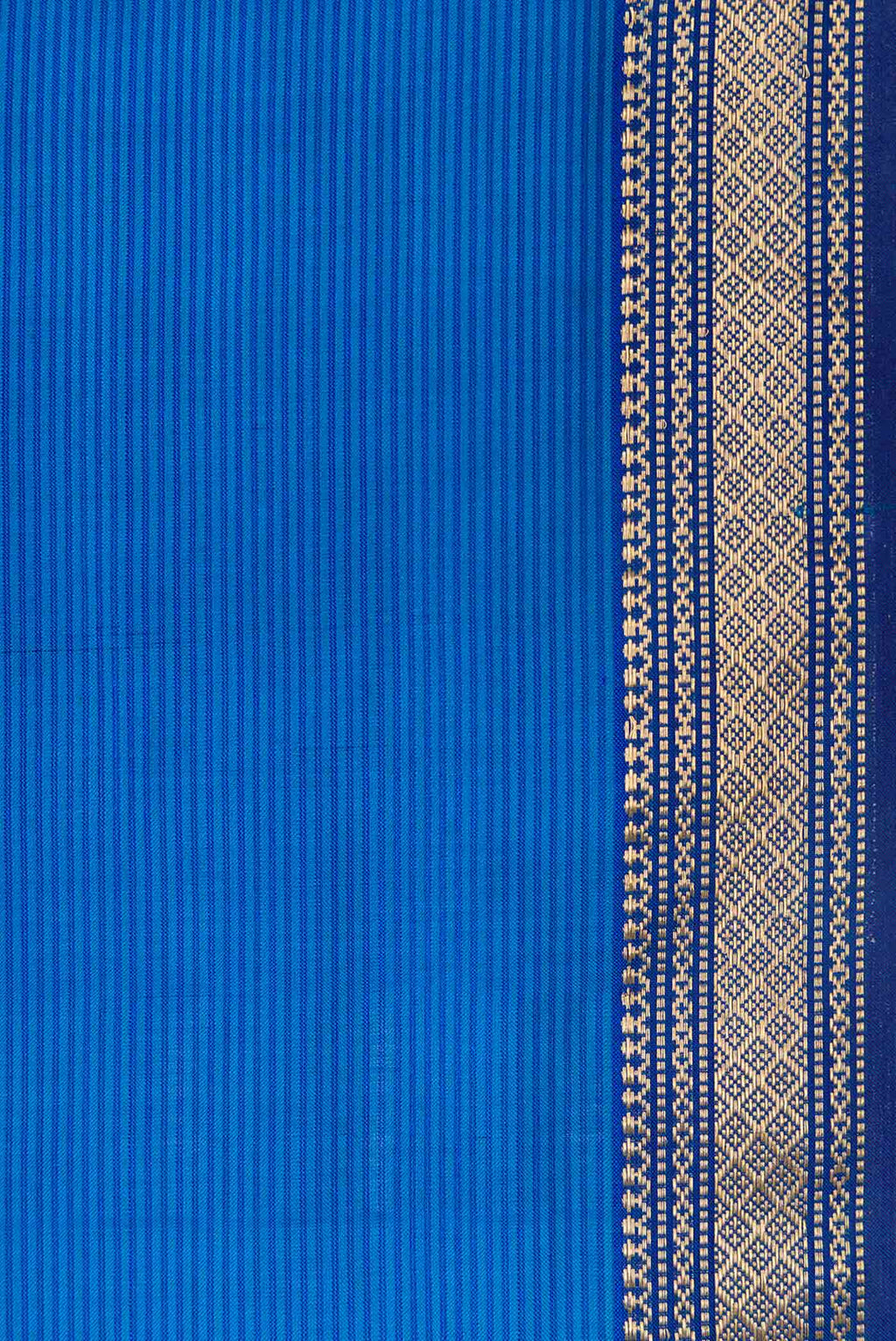 Border image of Royal Blue Dual Tone Maheshwari Silk Saree with Stripes on the body and Zari Border. 