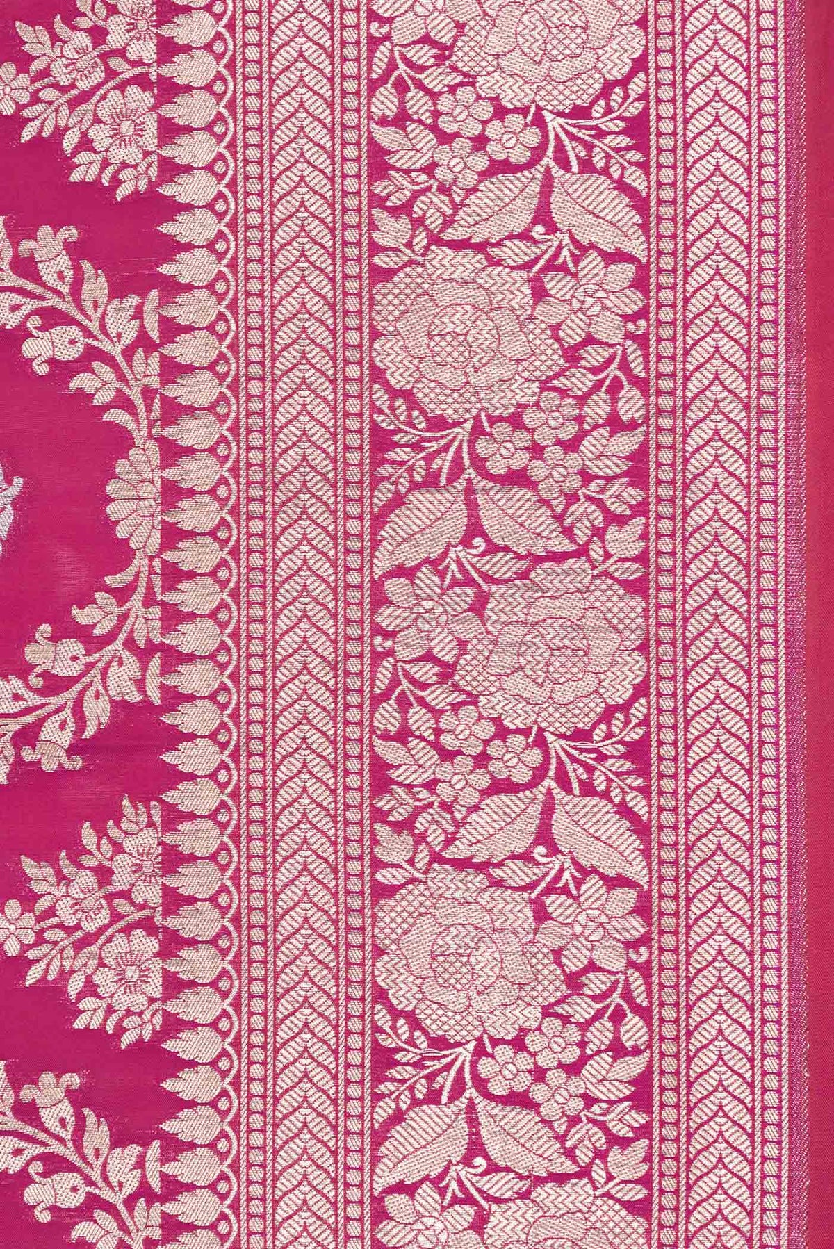 Border image of Dark Pink Dual Tone Blended Banarasi Saree with Zari Brocade on the body and Zari Border. 